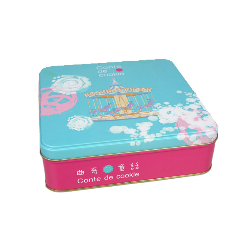 Custom Square cookies tin box biscuit tin can